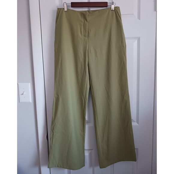 Motel Rocks Pants - Motel Rocks Women's Sage Green High Rise Dress Pants Size M Flare Leg